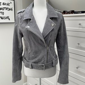 Blank NYC light Gray suede biker jacket, size M